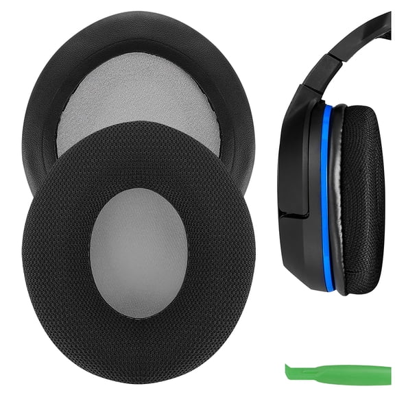 Geekria Comfort Mesh Fabric Replacement Ear Pads for Turtle Beach Ear Force P11, PX21/22/24/51/4/5, X41/42/12 Headphones Ear Cushions, Repair Parts (Black)
