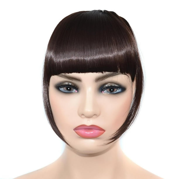 Pelucas con flequillo para mujer, peluca ondulada suelta, trenza, diadema, flequillo sintético, extensiones de cabello con flequillo térmico para mujer, un solo cepillo