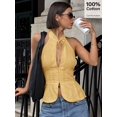 thumbnail image 1 of Blusa Halter Sin Mangas Con Cuello De Corbata En Amarillo, 1 of 25