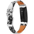 thumbnail image 1 of wonima11 Leather Bands Compatible with Fit-bit In-spire 2 Replacement Floral Printed Accessories Bracelet Wristbands Strap for In-spire 2 Fitness Tracker (Floral White), 1 of 1