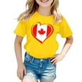 thumbnail image 4 of MEZZALL T-Shirt à Manches Courtes pour Filles, T-Shirt d'Été à Col Rond, T-Shirts Coupe Décontractée, Hauts Basiques, Jaune, 3-4 Ans, 4 of 4