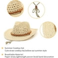 thumbnail image 5 of Straw Cowboy Hat Wide Brim Sun Hat Cowgirl Summer Panama Hat with Chin Strap Men Women KidTravel Outdoor Famliy Hat, 5 of 6