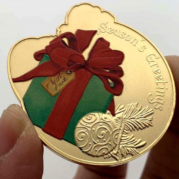 Colección de monedas moneda conmemorativa campana de color navideña americana regalo de Papá Noel en relieve de por vida monumento chapado en oro