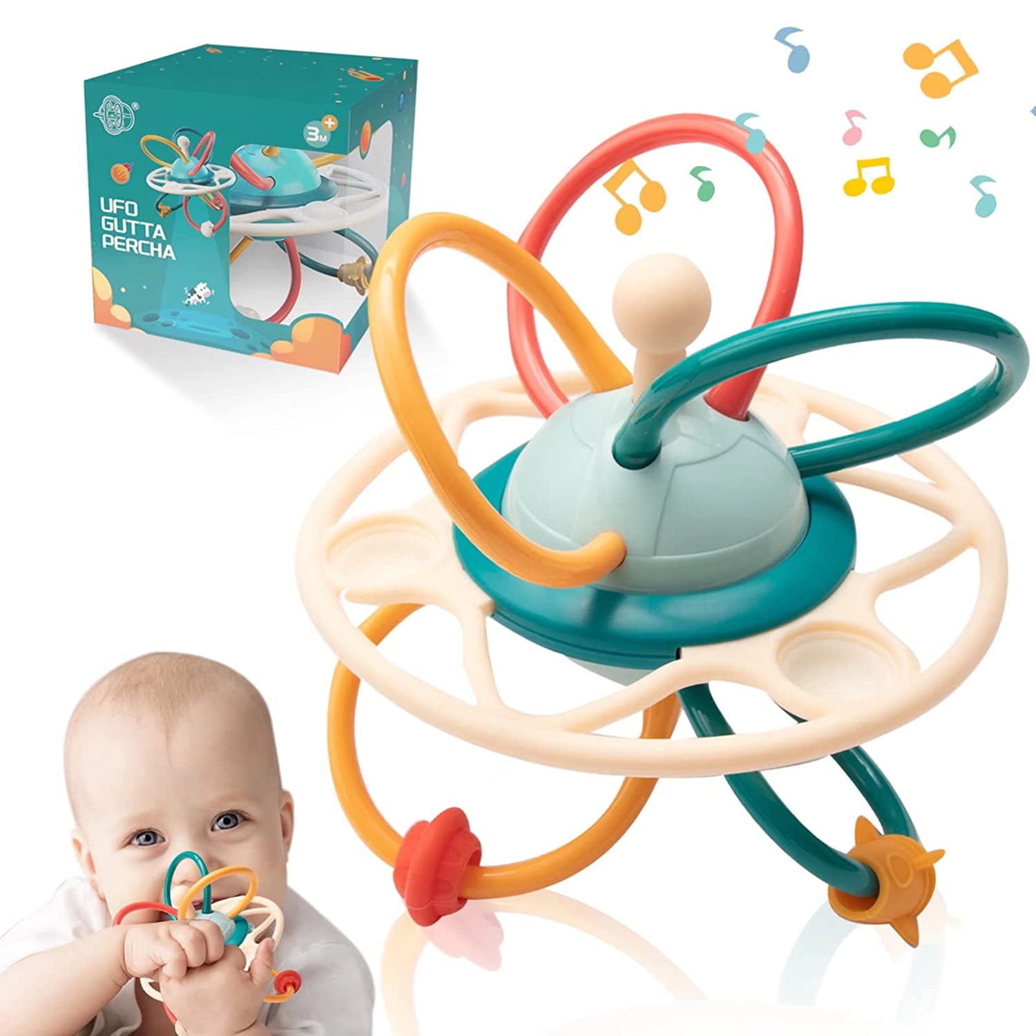 Baby Rattle & Baby Teething Toys for Babies 0-6-12 Months Baby Teether Teethers for Babies Infant Baby Toys 3-6 Months 6 to 12 Months Baby Boy Girl Einstein Toys Stuff Gift Gifts Sensory Toys 