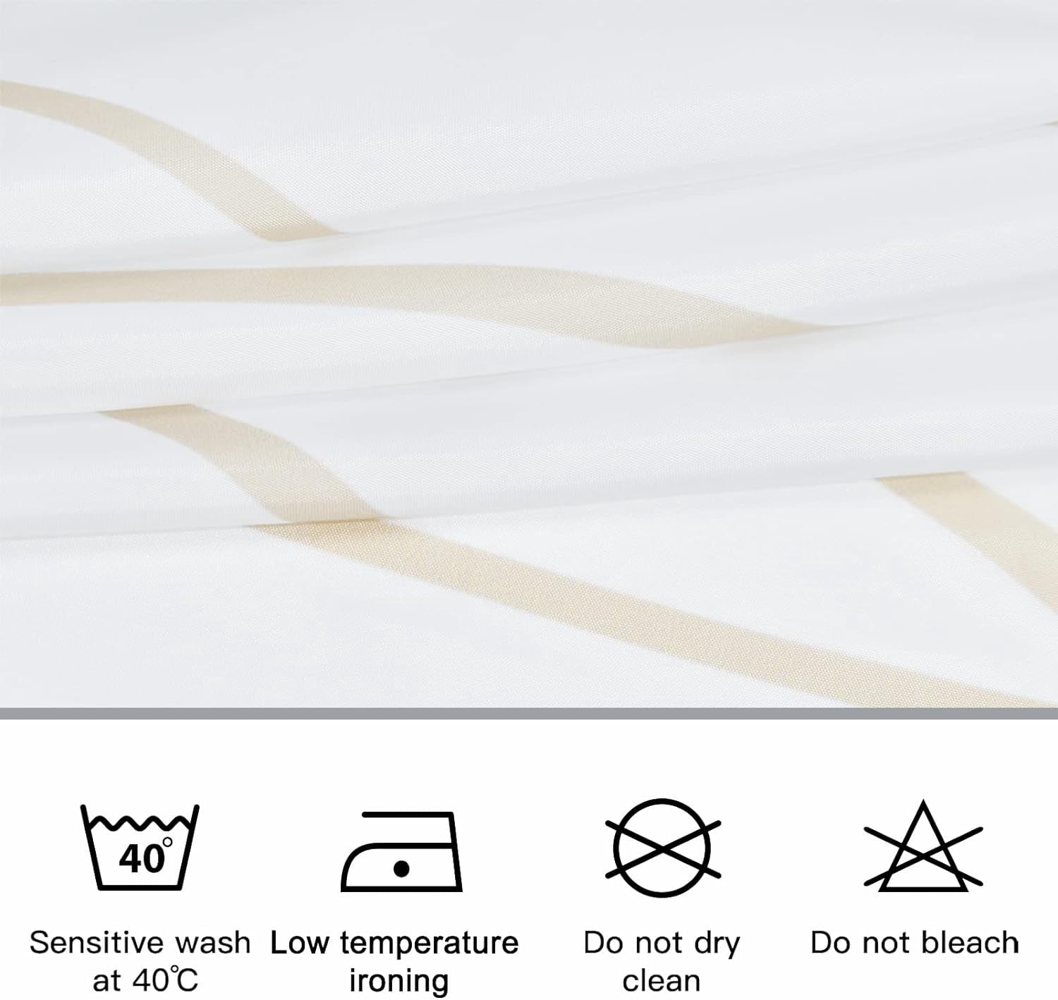 Beige Khaki Shower Curtain for Bathroom with Hooks, Extra Long Shower Curtain Set Stripe Bath Curtains Decorative White Shower Curtains Weighted Hem Water Repellent Washable, 72x72