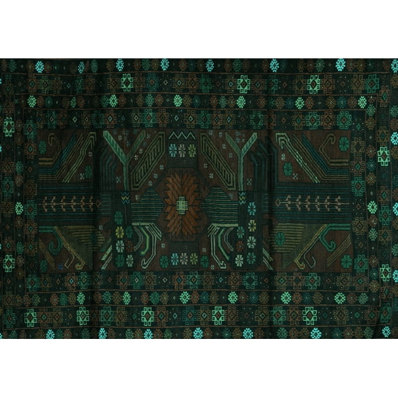 Ahgly Company Indoor Rectangle Persian Turquoise Blue Traditional Area Rugs, 7' x 9'
