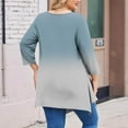 thumbnail image 4 of FDGIU Women's Plus Size Loose Fit Tunic - Long Sleeve Round Neck Curve Hem Solid Casual T-Shirt Tops, 4 of 5