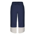 thumbnail image 5 of Fashion YLSDY Men's Linen Harem Capri Pants Color Block Lightweight 3/4 Shorts Drawstring Elastic Waist Casual Beach Yoga Trousers Dark Blue XXXXXL, 5 of 6