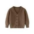 thumbnail image 1 of MEZZALL Unisex Boy Girls Cardigans Sweater V-Neck Long Sleeve Button Solid Color Knit Sweaters For 2 10 Years Cozy Toddler Knitwear, Brown, 5-6 Years, 1 of 3