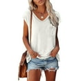 thumbnail image 4 of Timegard Womens Summer Tops Cap Sleeve V Neck Tunic Top Solid Color Casual Comfy Tee Shirts with Pocket, 4 of 6