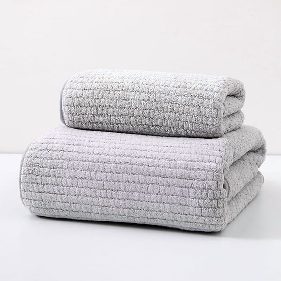 XmhyTop-A 2‑Pack Coral Fleece Microfiber Towel Bath Towel Set, Soft Absorbent Bathroom Towel Set, Multi‑Size Quick‑Dry Towels for Home Travel,Style I,Grey
