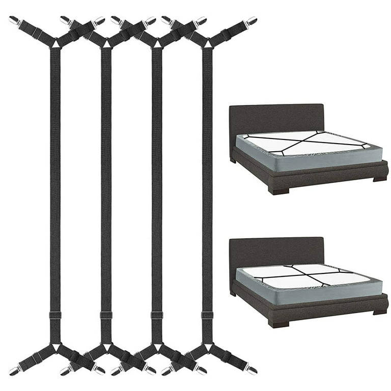 Siaomo Bed Sheet Holders Straps Fasteners - 4 Pcs 3 Ways Sheet Fasteners  Fitted Sheet Corner Grippers Holder Elastic Adjustable Sheet Clip Hooks