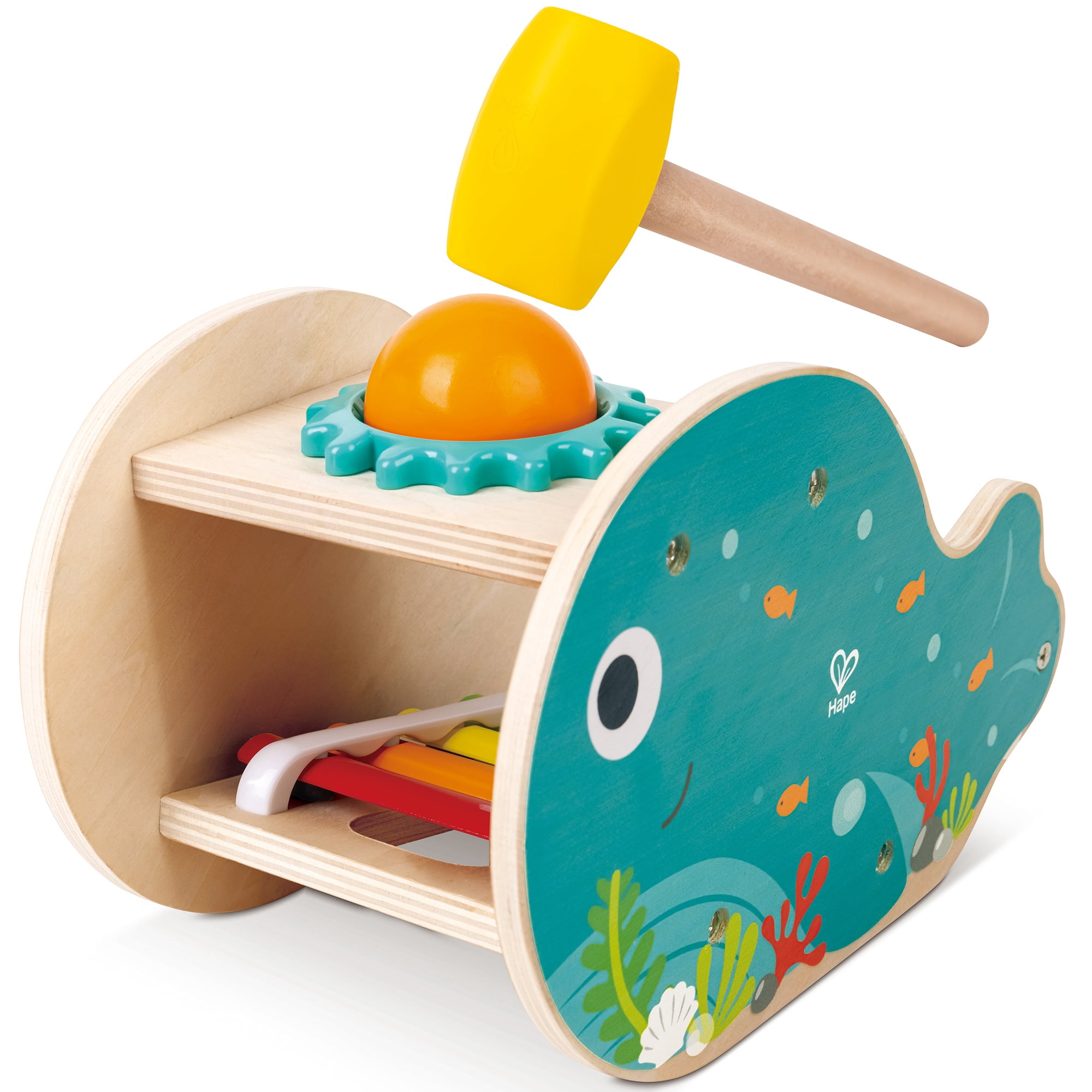 Hape Musical Whale Tap Bench, Pound & Play Wooden Sound Toy