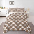 thumbnail image 1 of Erosebridal Brown Checkered Comforter Sets, Kawaii Bow Comforter Sets, Geometry Grid Room Decor, Reversible 2-Piece, 1 of 8