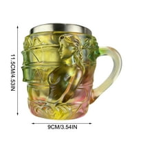 Resin Relief Book-Shaped Mug, Stainless Steel Lined Insulated Cup, Female Reader Themed Coffee Cup, Art Decor Gift Cup, Collection Display Ornament, Creative Home Office Drinkware