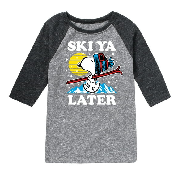 Peanuts - Snoopy Ski Ya Later - Toddler And Youth Raglan Graphic T-Shirt