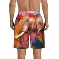 thumbnail image 3 of Kll Oil Paintings Of Elephants Men'S Casual Summer Beach Shorts Hawaiian Shorts With Pockets-Medium, 3 of 9