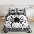 thumbnail image 3 of Manfei Gothic Spider Web Queen Comforter Set for Kids, Happy Halloween Bedding Sets, White Black Damask Reversible Bedding Comforter Set, Breathable Home Decor, 3 Pieces, 3 of 9