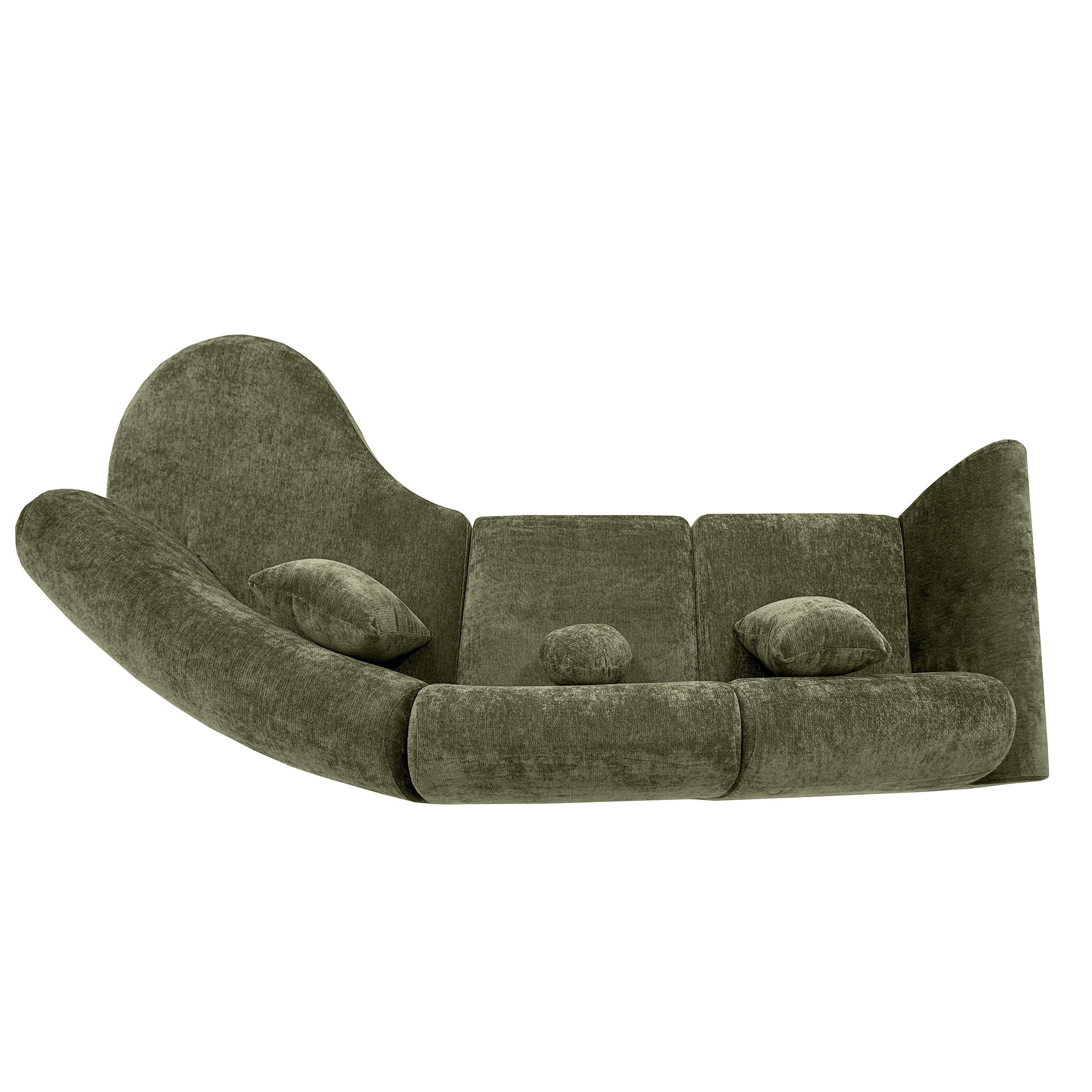 140-Inch Modern Curved Sectional Sofa with High-Density Compressed Sponge and Chaise Lounge, 3-Piece Couch Set Fully Assembled for Living Room, Green