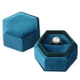thumbnail image 6 of Miyuadkai Jewelry Clearance Gorgeous Antique Jewelry Ring Box Velvet Ring Box Hexagon Single Ring Box Vintage Double Ring Holder for Proposal Engagement Wedding Photoshoots Jewelry Box Light Blue, 6 of 6
