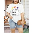thumbnail image 6 of XCHQRTI Women Plus Size Hocus Pocus Shirt Graphic Halloween Casual Letter T-Shirt Short Sleeve Quote Funny Saying Top Tees, 6 of 7
