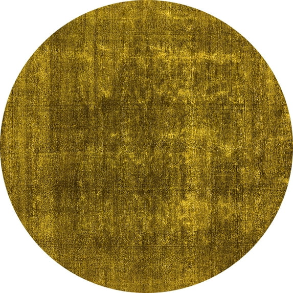 Ahgly Company Indoor Round Oriental Yellow Industrial Area Rugs, 5' Round