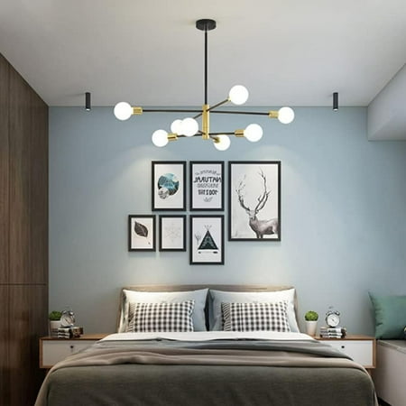 

FPWNGL Stunning elegant and sophisticated 4 6 or 8 light black LED Sputnik chandelier - modern Nordic design for indoor lighting. Enhance any room with its sleek and stylish presence.