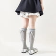 thumbnail image 3 of Girls Knee High Socks Lightweight Knitting Stocking Ruffle Crew Solid Color Long Socks Cut Bow Kids Toddler Dress Sock, 3 of 6