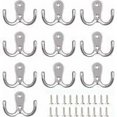 thumbnail image 1 of Juego de 10 ganchos dobles para abrigos, perchero de pared, ganchos dobles de metal y estantes de almacenamiento con tornillos, para estantes, cajones, baño, dormitorio, gancho y decoración, 1 of 1