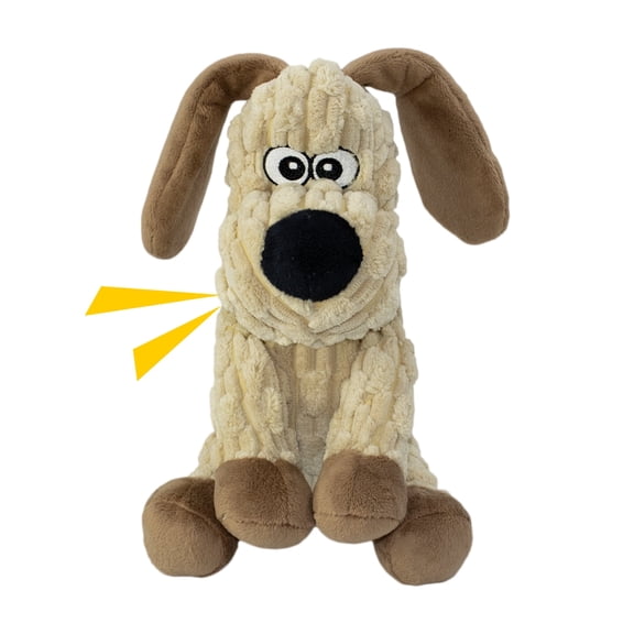 Squeaky Stuffed Dog Toys, Chew Toy for Large Medium Small Breeds, Plush Dog Toys to Keep Them Busy, Puppy Teething Dog Toy, Crinkle Dog Toy (Khaki Dog)