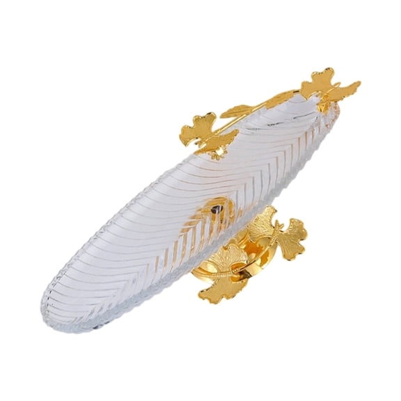 AOOOWER Metal Clear Glass Serving Plate With Nonslip Base For Home Entertaining Tray