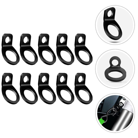 FRCOLOR 10 Pcs Ring Hanging Hooks Tie down Anchors Dirt Bike Truck Heavy Duty Black