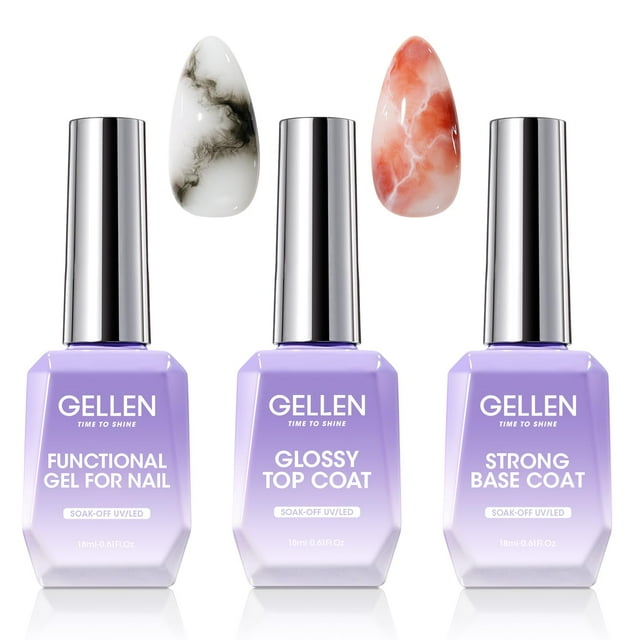 Set de esmaltes de uñas en gel GELLEN Clear Base Top Coat & Blooming Gel