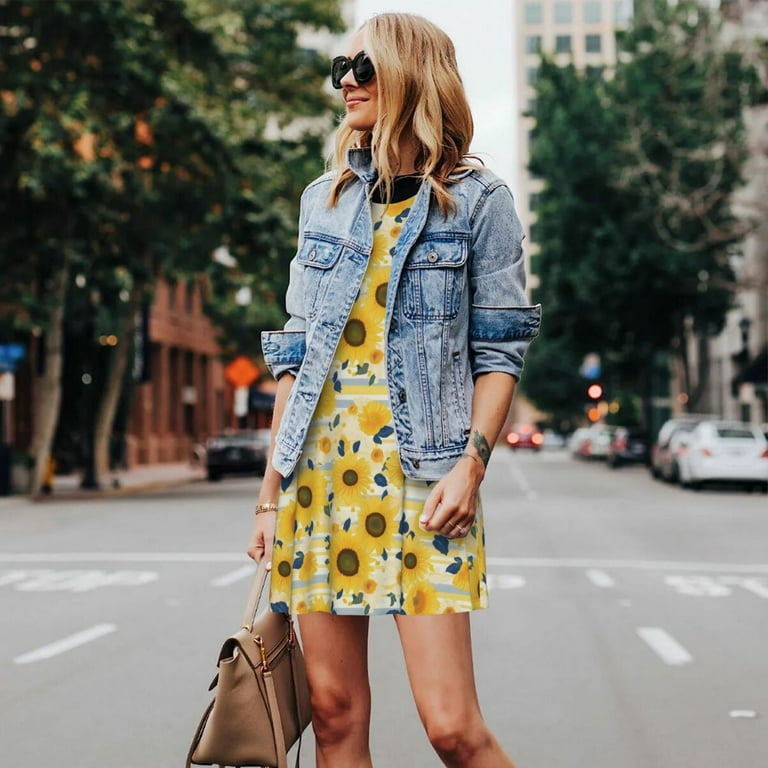 blue and yellow sunflower dress Blue Plaid Smocked Sunflower Dress