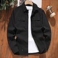 thumbnail image 2 of Zysthvn Fall Mens Jackets Lightweight Casual Cotton Cargo Athletic Mens Coats Solid Lapel with Pockets Button Workwear, 2 of 6