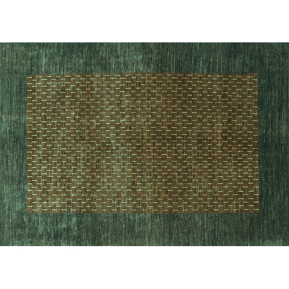 Ahgly Company Indoor Rectangle Abstract Turquoise Blue Contemporary Area Rugs, 2' x 5'