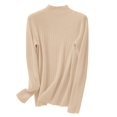 thumbnail image 4 of IMENGL Women's spring solid semi high neck pullover, Beige 2XL, Size M-2XL, 4 of 5