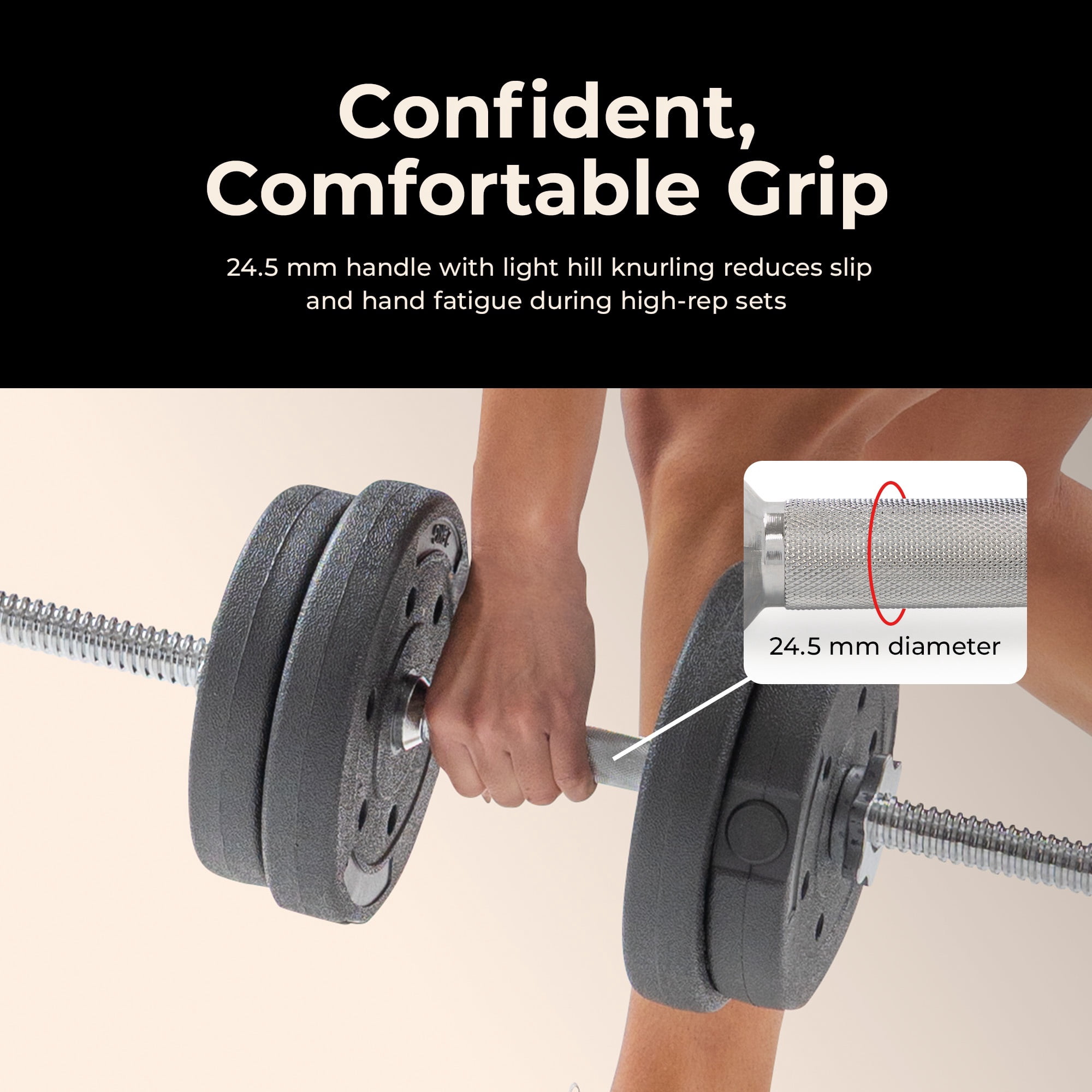 Sunny Health & Fitness Standard 24” Threaded Chrome Dumbbell Bar Set with Star-Lock Collars - SF-SB01-24