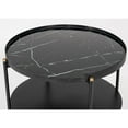 thumbnail image 3 of Modern Black Marble Painted Round Metal Coffee Table, 3 of 4