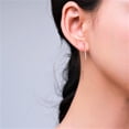 thumbnail image 4 of Bellitia Jewelry Rose Gold/White Gold Plated 925 Sterling Silver Long Drop Threader Chain Earrings for Women Ladies, CZ Simulated Diamond Pull Through Style Earrings, 4 of 7