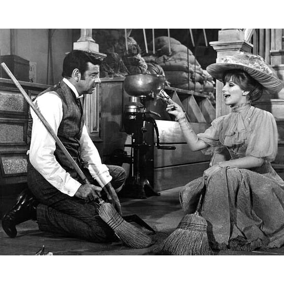 Hello Dolly Walter Matthau and Barbra Streisand with brooms 16x20 poster
