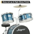 thumbnail image 3 of 3 Piece Kids Drum Set, Junior Drum Set for Beginners with Bass Tom Snare Drum, 14.76 Inch Drum Kit with Snare, Cymbal, Drumsticks, Adjustable Seat (Blue), 3 of 8