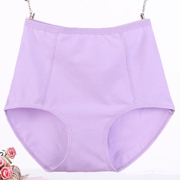 Plus Size Nylon High Waist Briefs Smooth Tummy Control Lightweight Panties Purple 6XL