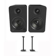 thumbnail image 1 of Kanto YU4MB 140W Bookshelf Speakers with Bluetooth - Matte Black (Pair) with Kanto SP26PL 26" Fixed-Height Stands for Bookshelf Speakers - Black (Pair) (2022), 1 of 9