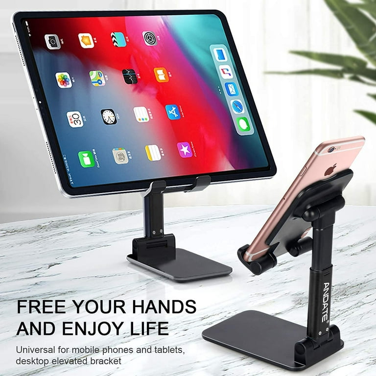 Cell Phone Stand, Angle Height Adjustable Phone Stand for Desk, Foldable  Cell Phone Holder, Cradle, Dock, Tablet Stand, Case Friendly Compatible  with