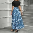 thumbnail image 3 of EANJE Church Dresses for Women Short Sleeve Teacher Dress Casual Maxi Dresses Floral Print Flowy Empire Waist Patchwork Ruffle Hem A Line Dress Elegant Modest Clothing Blue M, 3 of 3