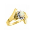 thumbnail image 4 of Rylos Floral Designer Ring with 6X4MM Oval Gemstone & Sparkling Diamonds in Yellow Gold Plated Silver- Birthstone Opal Jewelry Size 5, 4 of 7