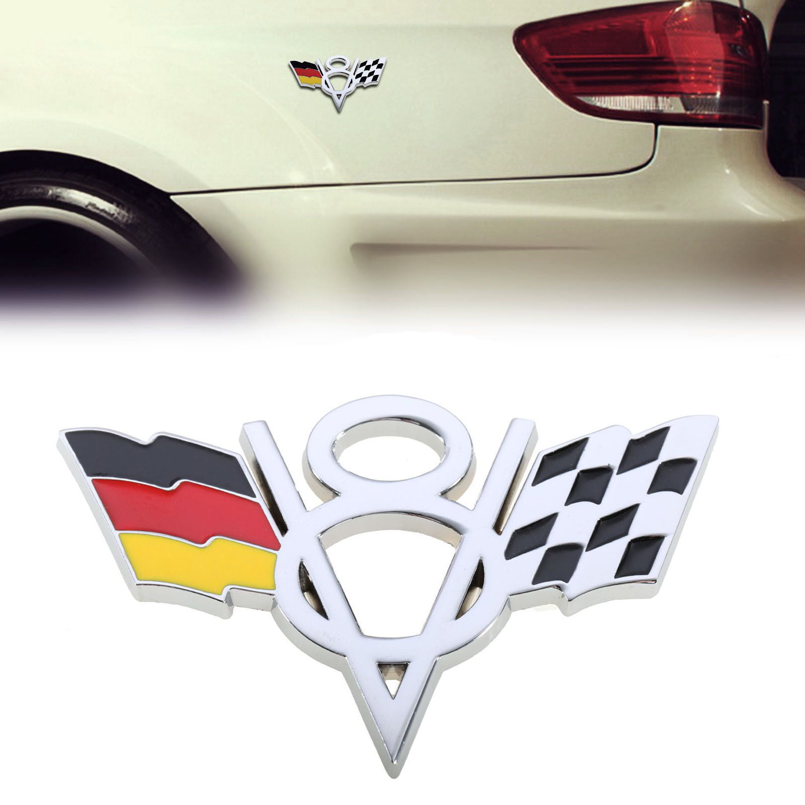 V8 SPORT Racing Vinyl Decal car emblem logo skirt door sticker WHITE/RED