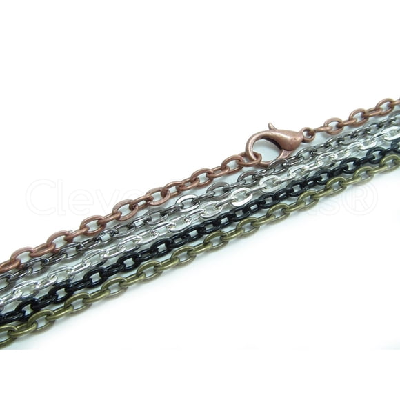 CleverDelights Collares de cadena tipo cable de 3x4 mm - Paquete mixto - Paquete de 20 - 24 pulgadas de largo