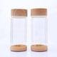thumbnail image 5 of Vaso de agua portátil creativo de vidrio transparente con tapa de grano de madera y letras blancas de doble capa, 5 of 6